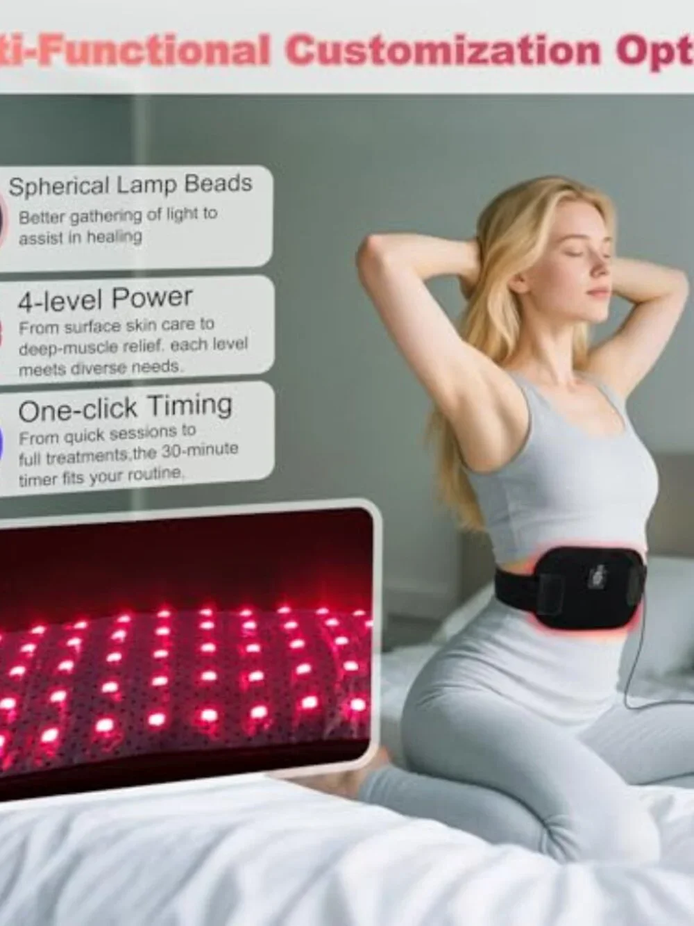 Red Light Infrared Therapy Pad 12.4"x 6.1" Dual Wavelength for Body & Home - Picture 7 of 7